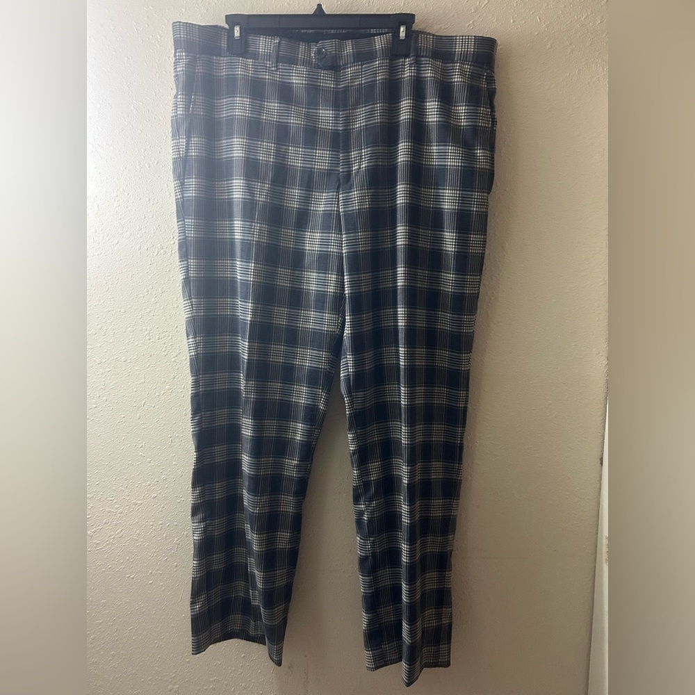 Men's Plaid Dress Pants - Black and Gray
